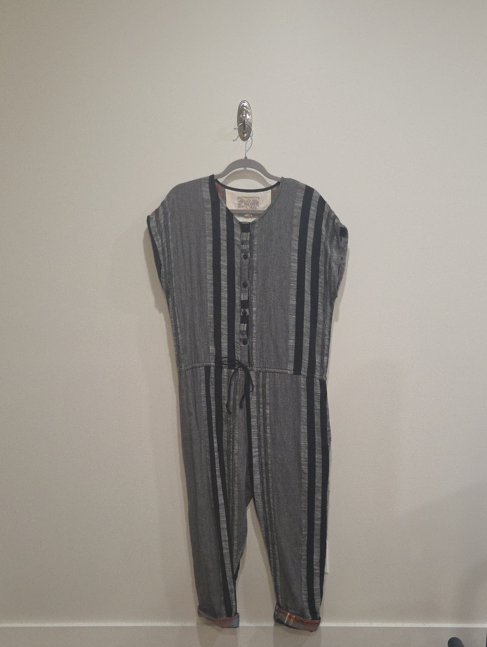 Ace & jig Gray Striped Button-Front Jumpsuit